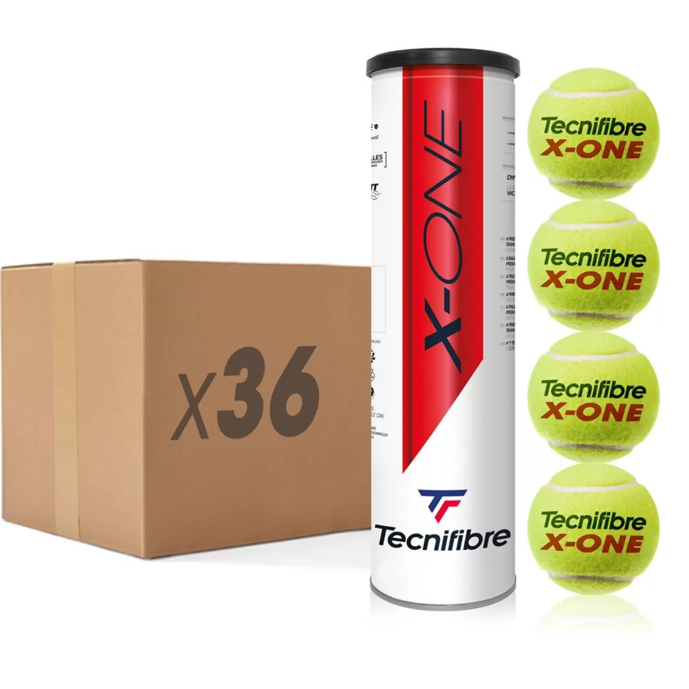 Outlet Tecnifibre X-ONE : BOX OF 36 TUBES OF 4 TENNIS BALLS